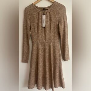 Elegant Long Sleeve Tan Dress